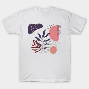 Abstract shapes and tropical leaves digital design T-Shirt